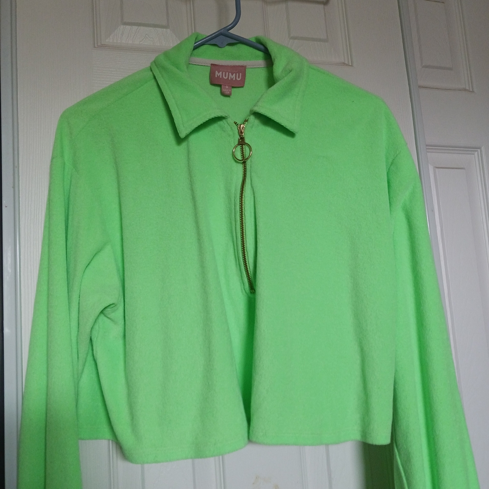 3X$30 Show Me Your Mumu Benny Half Zip Sweatshirt Green SZ S Great Condition